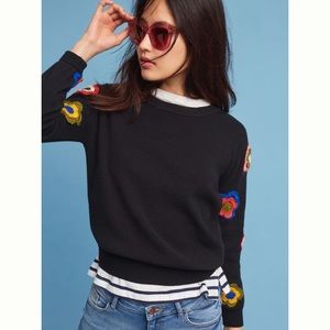 Anthropologie Avery Embroidered Sweater